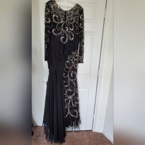 Savoy’s Bellezza Black Crystal Embellished Evening Gown – Size 14 (NWT)
